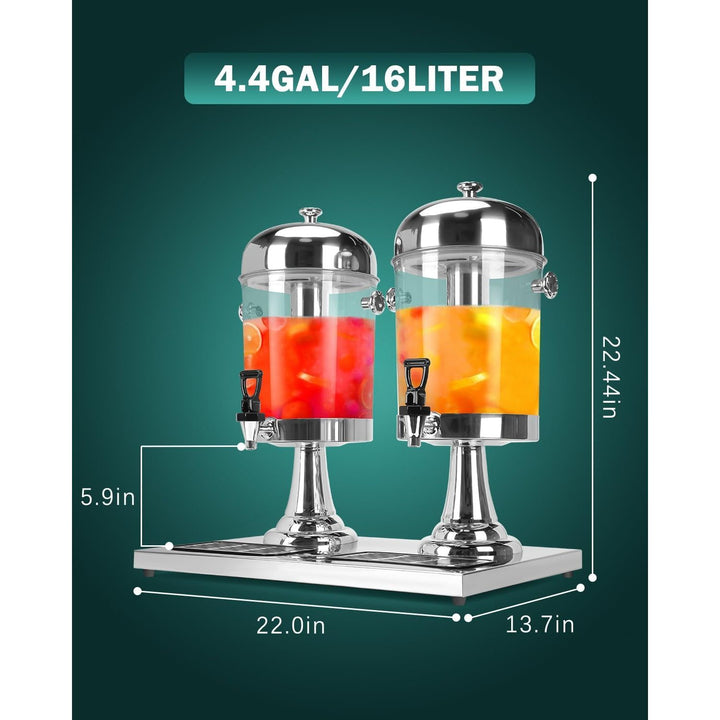 Beverage Dispenser with Stand, 16 L Stainless Steel Drink dispensers for Parties, Juice Dispenser with Ice Container, Spigot, Drip Tray, Tea Water Lemonade Dispenser, Clear Acrylic(4.4 Gallon) - Just Closeouts Canada Inc.