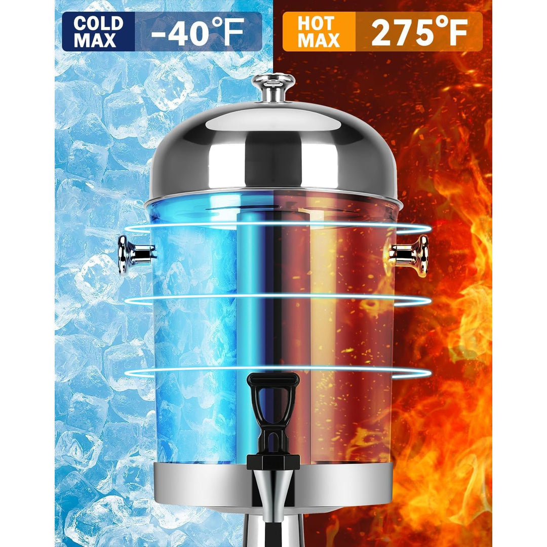 Beverage Dispenser with Stand, 16 L Stainless Steel Drink dispensers for Parties, Juice Dispenser with Ice Container, Spigot, Drip Tray, Tea Water Lemonade Dispenser, Clear Acrylic(4.4 Gallon) - Just Closeouts Canada Inc.