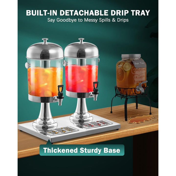 Beverage Dispenser with Stand, 16 L Stainless Steel Drink dispensers for Parties, Juice Dispenser with Ice Container, Spigot, Drip Tray, Tea Water Lemonade Dispenser, Clear Acrylic(4.4 Gallon) - Just Closeouts Canada Inc.