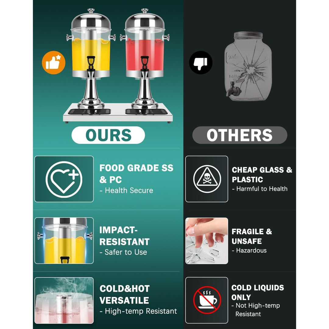 Beverage Dispenser with Stand, 16 L Stainless Steel Drink dispensers for Parties, Juice Dispenser with Ice Container, Spigot, Drip Tray, Tea Water Lemonade Dispenser, Clear Acrylic(4.4 Gallon) - Just Closeouts Canada Inc.