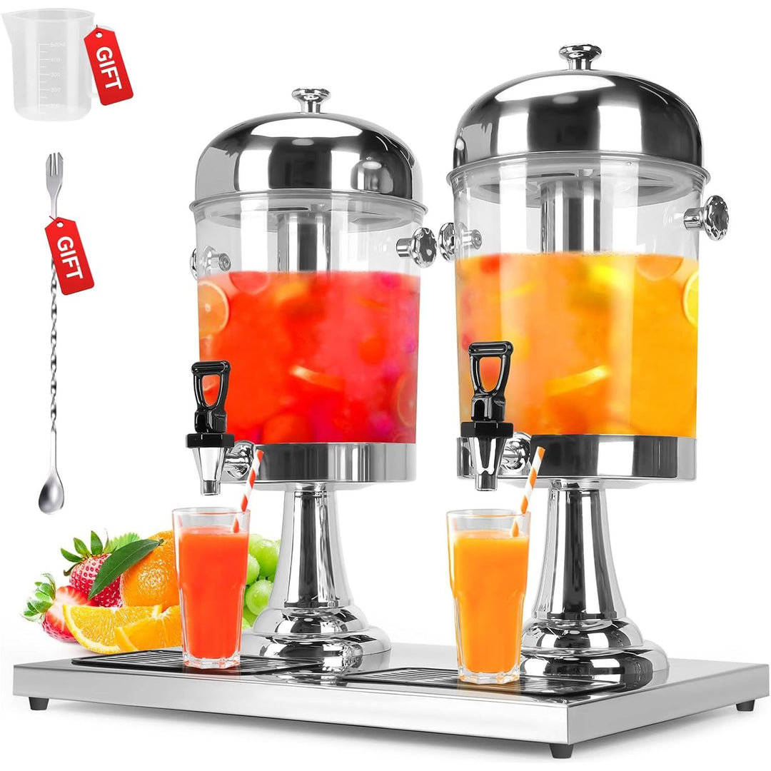 Beverage Dispenser with Stand, 16 L Stainless Steel Drink dispensers for Parties, Juice Dispenser with Ice Container, Spigot, Drip Tray, Tea Water Lemonade Dispenser, Clear Acrylic(4.4 Gallon) - Just Closeouts Canada Inc.
