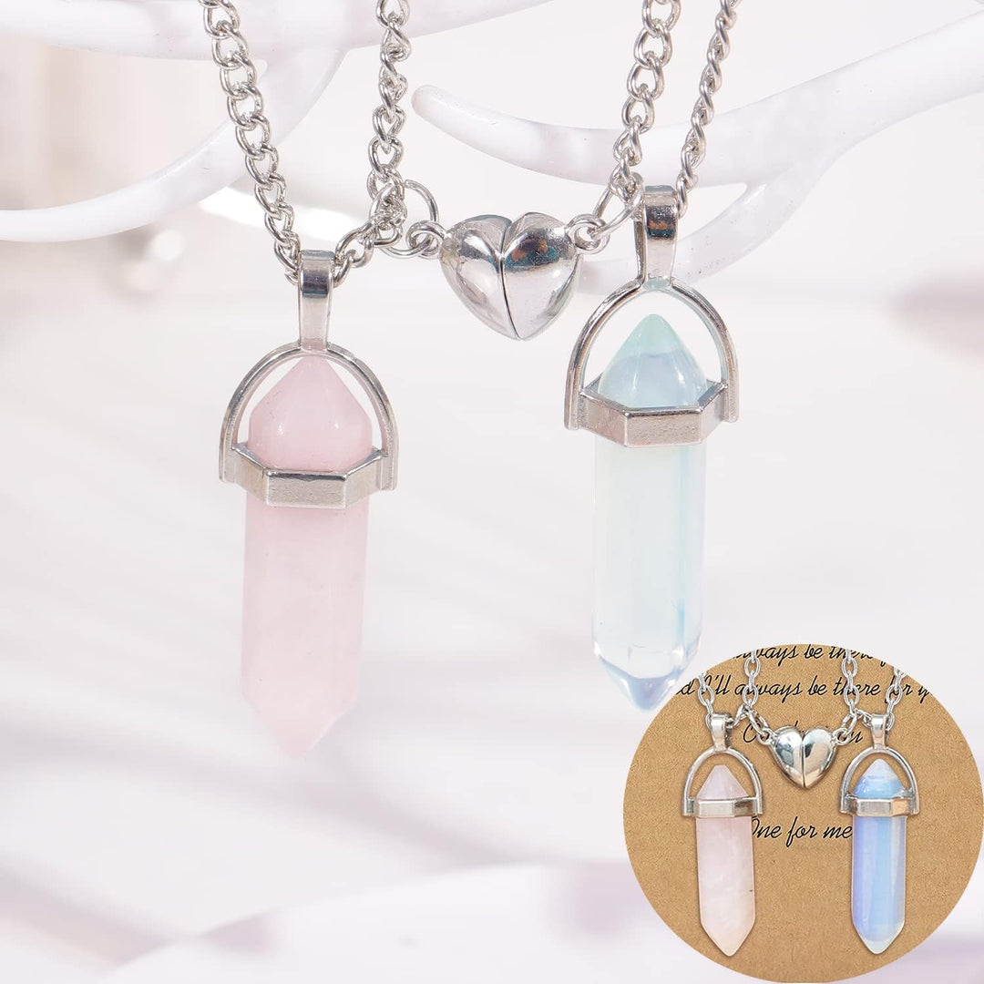 BFF Necklace for 2 Girls, Crystal Charms Necklace, Pendant Friendship Necklace for Best Friends, Heart Magnetic Matching Necklace for Friends Couples Lovers Teen, Birthday Valentine Gifts - Just Closeouts Canada Inc.