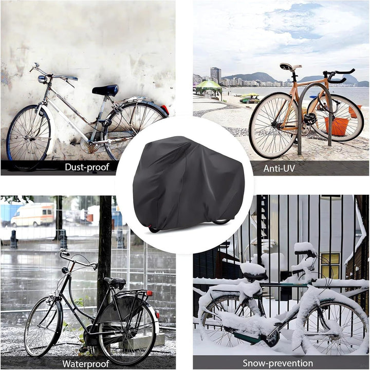 Bike Cover Outdoor Waterproof Bicycle Cover, Bike Cover for 1 or 2 Bikes, 210D Oxford Fabric with Lock Hole and Storage Bag, Windproof UV Sun Snow Dustproof for Mountain Road Bike Sport Bike - Just Closeouts Canada Inc.