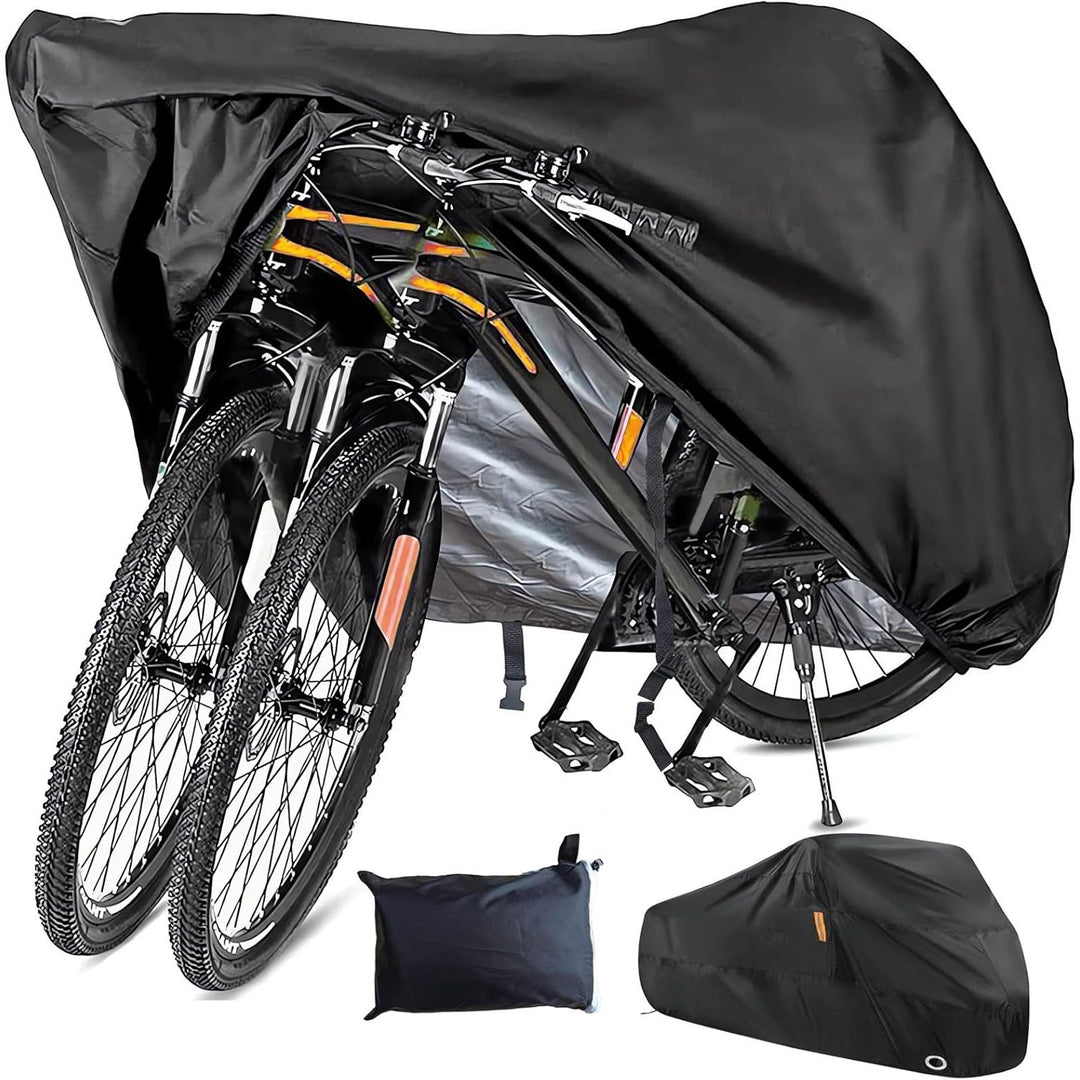 Bike Cover Outdoor Waterproof Bicycle Cover, Bike Cover for 1 or 2 Bikes, 210D Oxford Fabric with Lock Hole and Storage Bag, Windproof UV Sun Snow Dustproof for Mountain Road Bike Sport Bike - Just Closeouts Canada Inc.