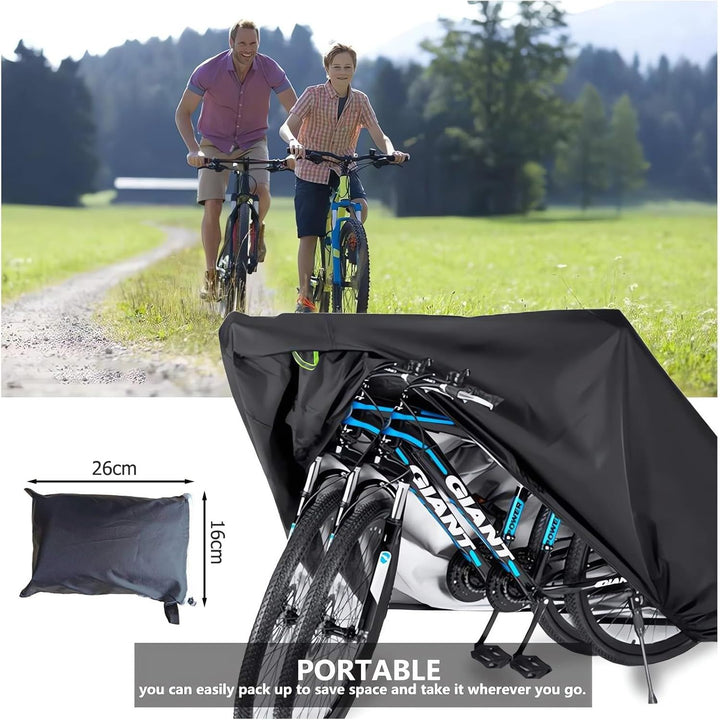 Bike Cover Outdoor Waterproof Bicycle Cover, Bike Cover for 1 or 2 Bikes, 210D Oxford Fabric with Lock Hole and Storage Bag, Windproof UV Sun Snow Dustproof for Mountain Road Bike Sport Bike - Just Closeouts Canada Inc.