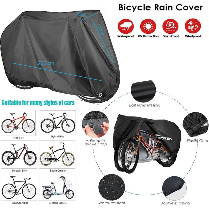 Bike Cover Outdoor Waterproof Bicycle Cover, Bike Cover for 1 or 2 Bikes, 210D Oxford Fabric with Lock Hole and Storage Bag, Windproof UV Sun Snow Dustproof for Mountain Road Bike Sport Bike - Just Closeouts Canada Inc.