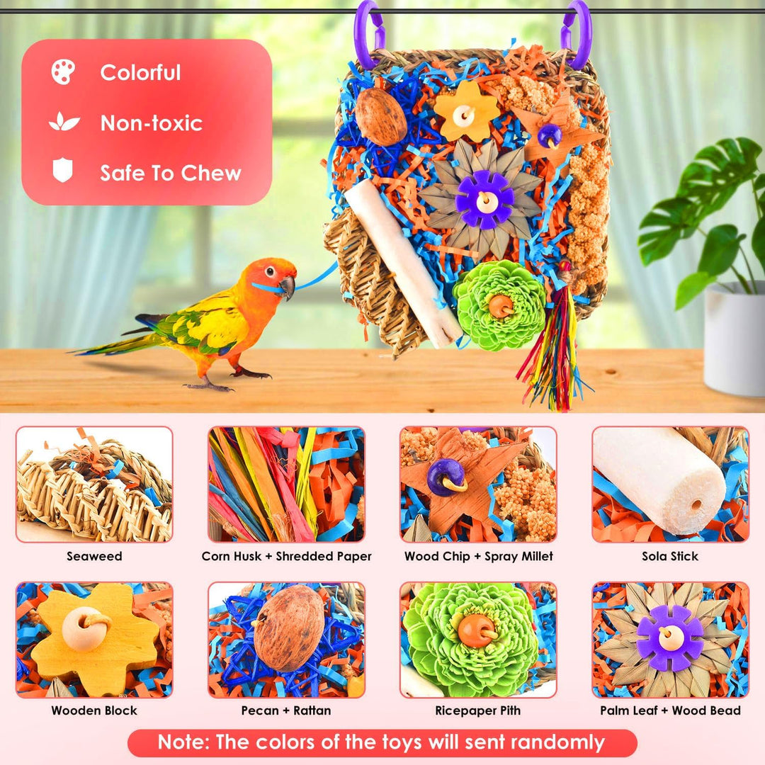 Bird Toys, Parrot Chewing Shredding Foraging Toys Parakeet Hanging Toys for Budgies Lovebird Cockatiel Small-Medium Bird - Just Closeouts Canada Inc.X004P3FOF5