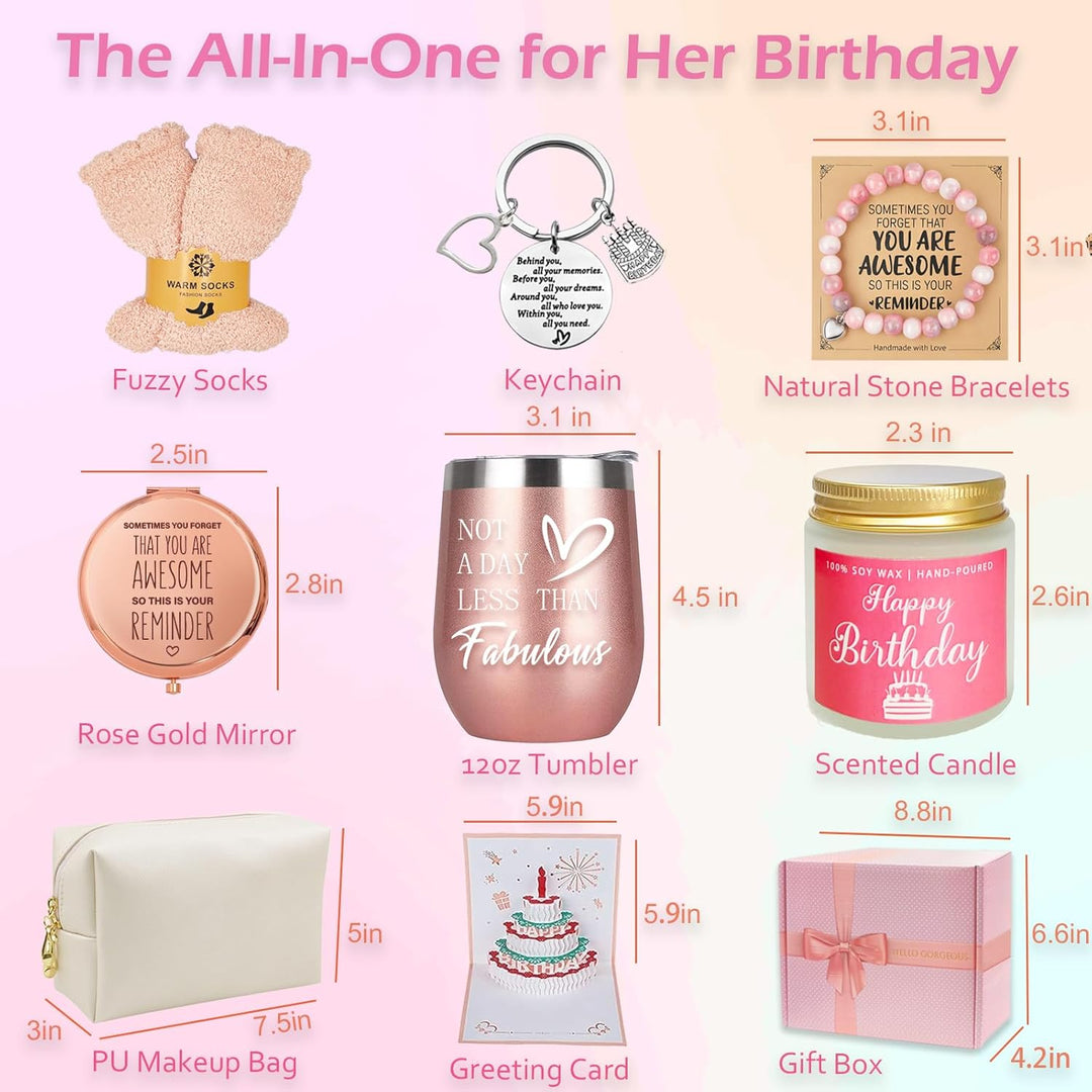 Birthday Gifts for Women, Happy Birthday Gifts Basket for Women, Gift Set for Best Friends Female Sister Mom Wife Daughter Her Girlfriend Coworker Bestie - Just Closeouts Canada Inc.X0041SUBLB