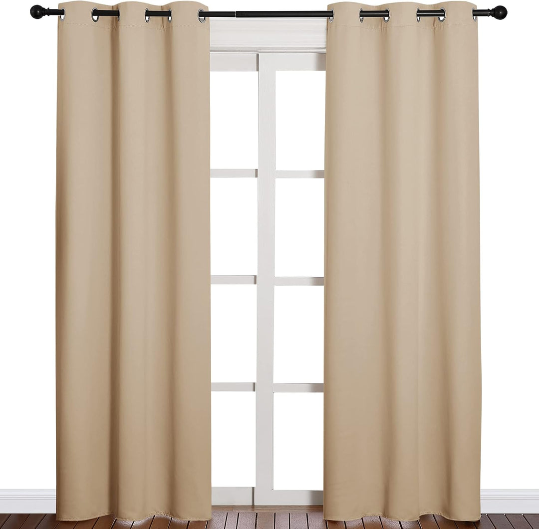 Biscotti Beige two-panel grommet curtains on a window
