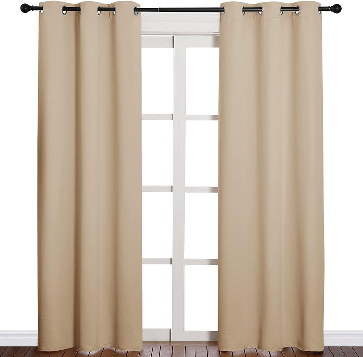 Biscotti Beige two-panel grommet curtains on a window