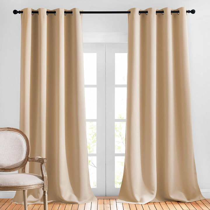 Biscotti Beige Blackout Curtains, 52 x 95 in, Set of 2 - Just Closeouts Canada Inc.