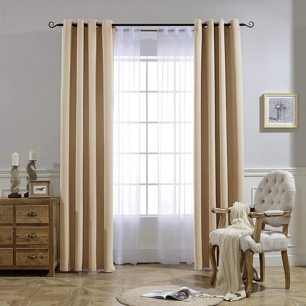 Biscotti Beige Blackout Curtains, 52 x 95 in, Set of 2 - Just Closeouts Canada Inc.