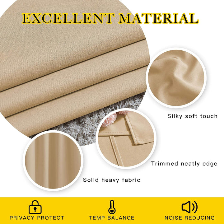 Biscotti Beige Blackout Curtains, 52 x 95 in, Set of 2 - Just Closeouts Canada Inc.