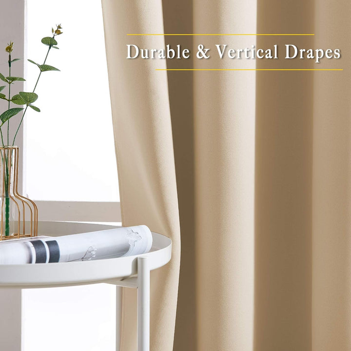 Biscotti Beige Blackout Grommet Curtains, 52 x 84 in, Set of 2 - Just Closeouts Canada Inc.