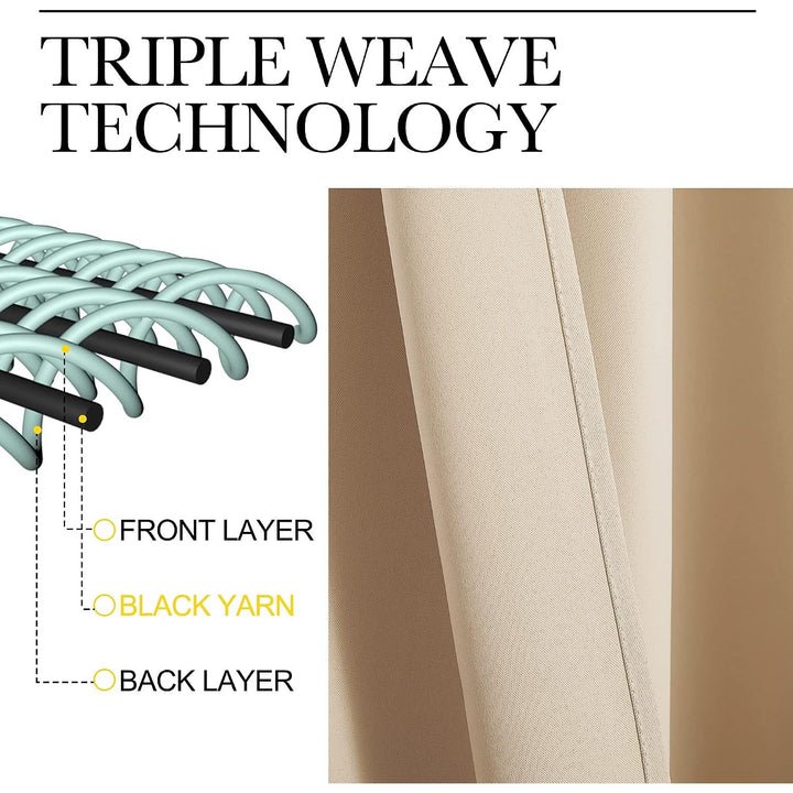 Biscotti Beige Rod-Pocket Blackout Curtains, 42 x 45 in, Set of 2 - Just Closeouts Canada Inc.