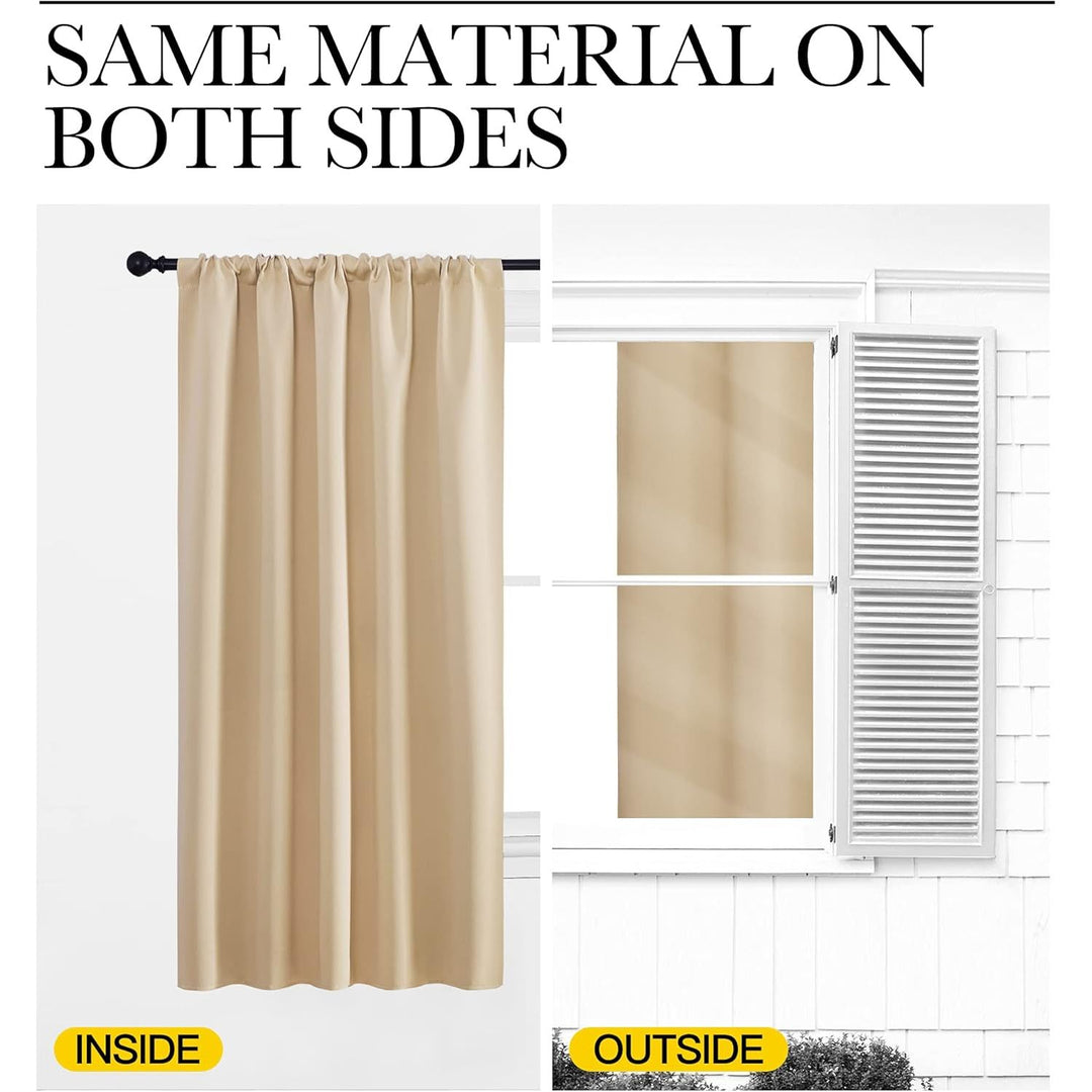 Biscotti Beige Rod-Pocket Blackout Curtains, 42 x 45 in, Set of 2 - Just Closeouts Canada Inc.