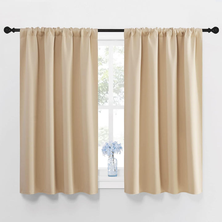 Biscotti Beige Rod-Pocket Blackout Curtains, 42 x 45 in, Set of 2 - Just Closeouts Canada Inc.