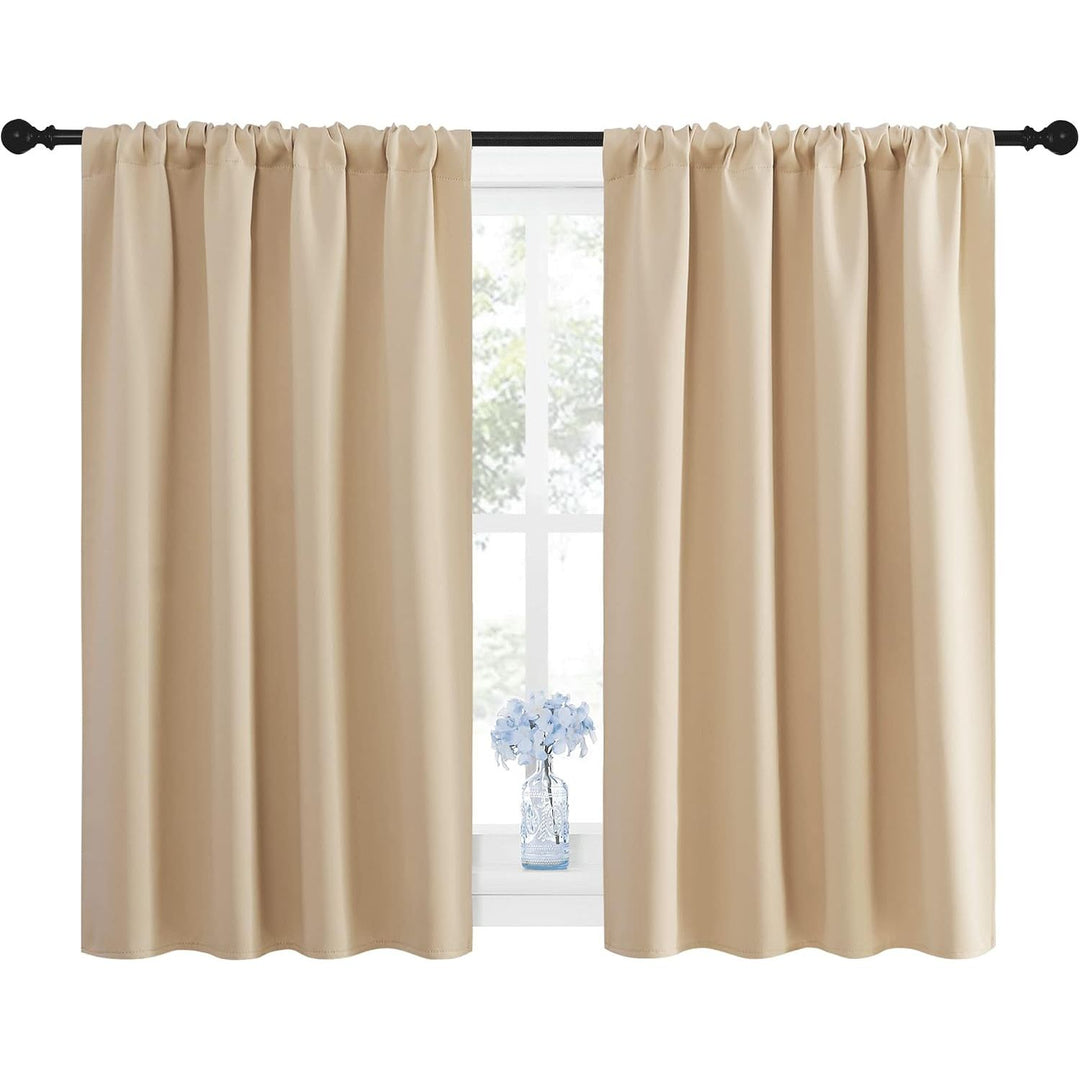 Biscotti Beige Rod-Pocket Blackout Curtains, 42 x 45 in, Set of 2 - Just Closeouts Canada Inc.