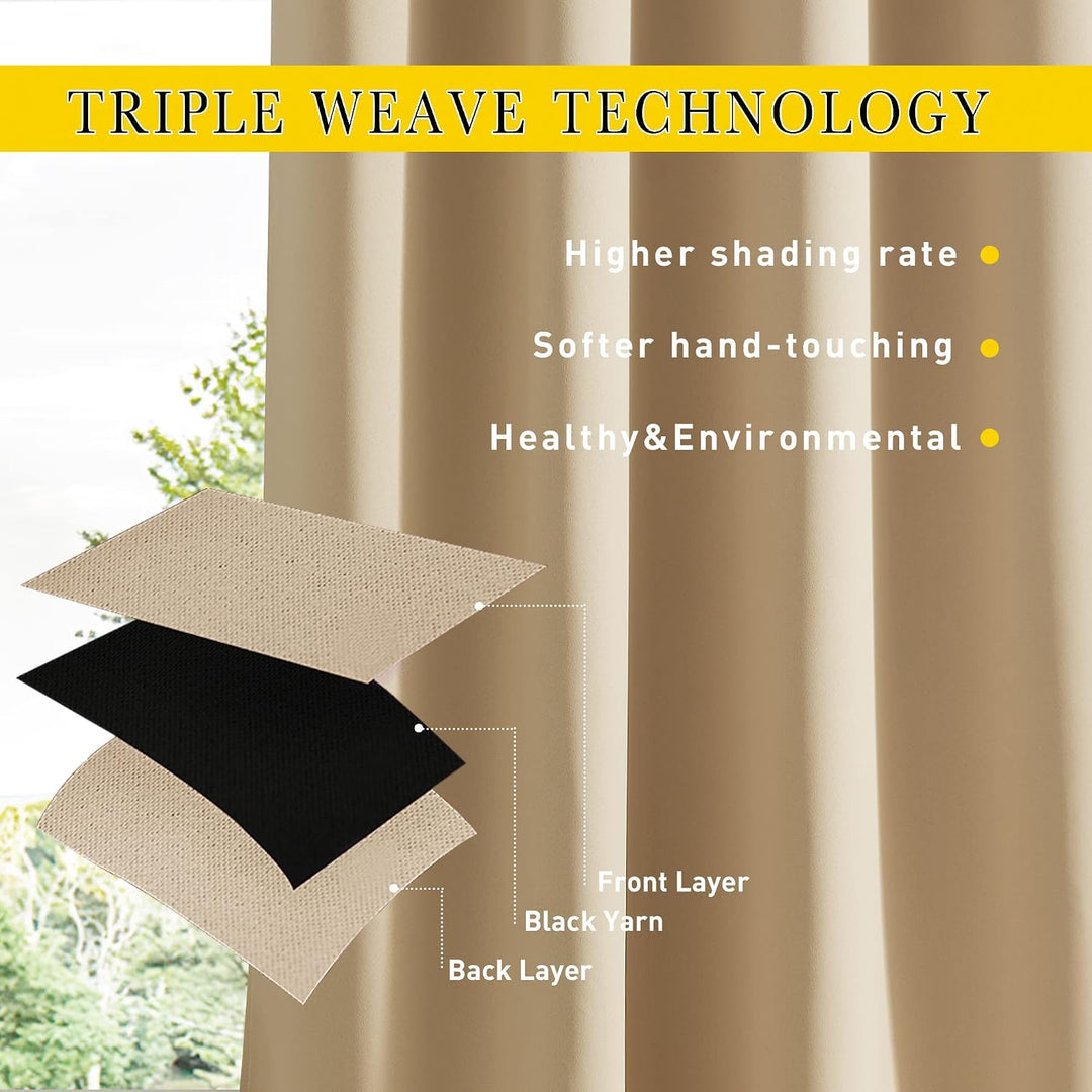 Biscotti Beige Waterproof Outdoor Curtains, 52 x 84 in, Set of 2 - Just Closeouts Canada Inc.