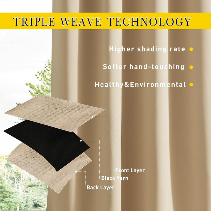 Biscotti Beige Waterproof Outdoor Curtains, 52 x 84 in, Set of 2 - Just Closeouts Canada Inc.