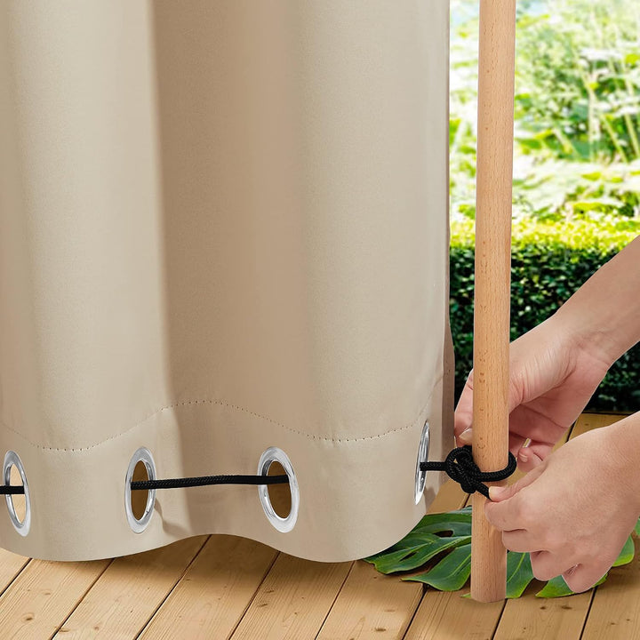 Biscotti Beige Waterproof Outdoor Curtains, 52 x 84 in, Set of 2 - Just Closeouts Canada Inc.