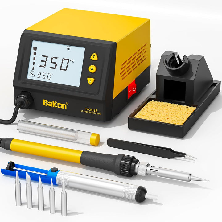 BK968S Soldering Station,Digital Display Soldering Iron Station with Solder Sucker, Tweezers,Soldering Tips,Tin Wires, Sponge with Precision Temperature Control(356°F - 896°F) - Just Closeouts Canada Inc.