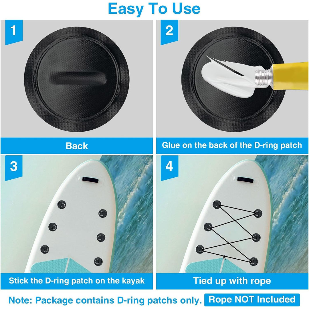 Black 4-Piece Paddle Board D-Ring Patch and Bungee Kit - Just Closeouts Canada Inc.