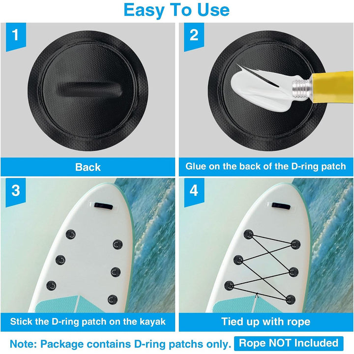 Black 4-Piece Paddle Board D-Ring Patch and Bungee Kit - Just Closeouts Canada Inc.