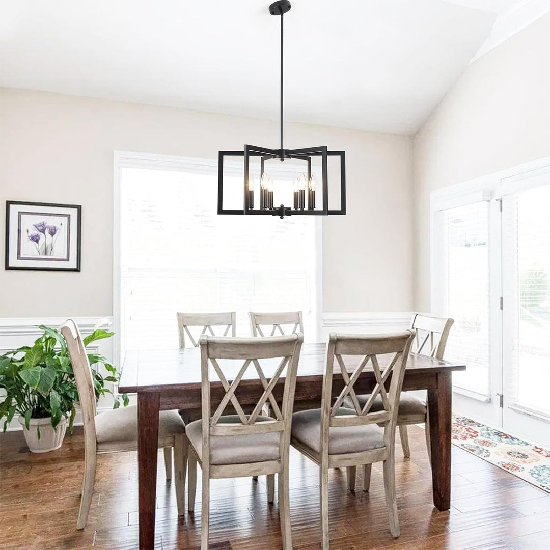 Black 6-Light Geometric Farmhouse Chandelier - Just Closeouts Canada Inc.