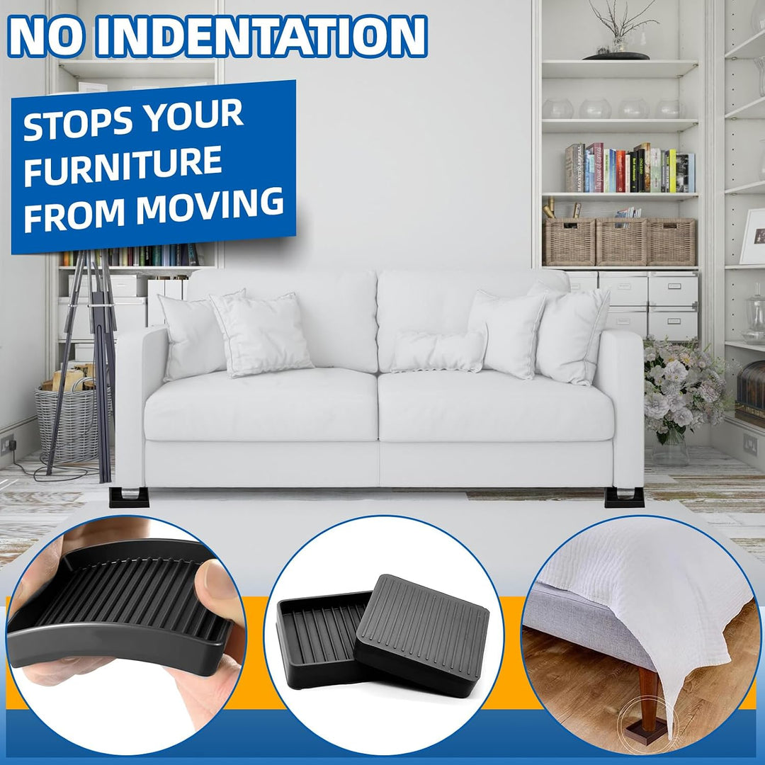 Black 8Pcs 3 x 3in Round and Square Shape Non Slip Furniture Pads Rubber Anti Skid Caster Cups, Leg Coasters Couch, Chair, Feet, and Bed Stoppers Anti-Sliding Floor Protectors for Furniture - Just Closeouts Canada Inc.X0047RVEV7