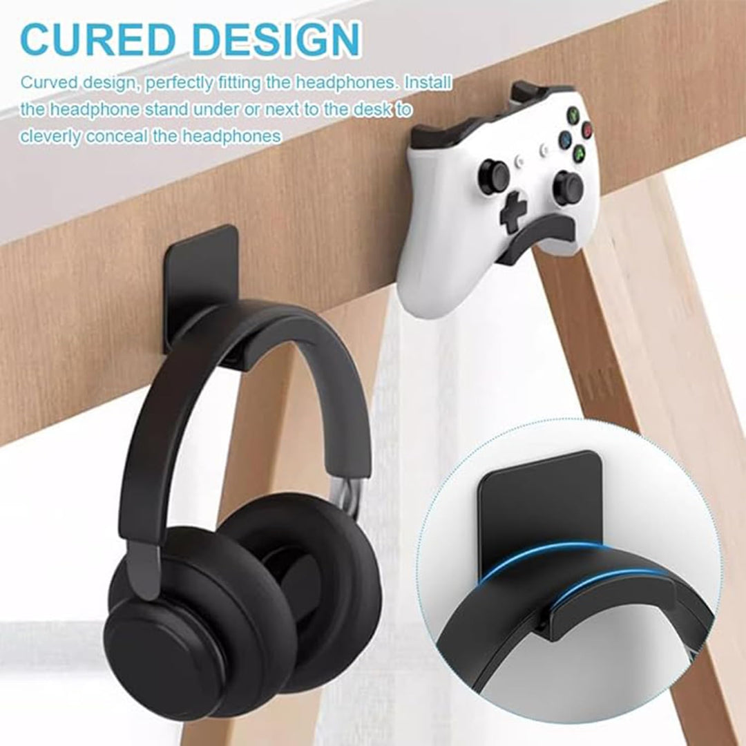 Black adhesive headphone hanger pair, view 5