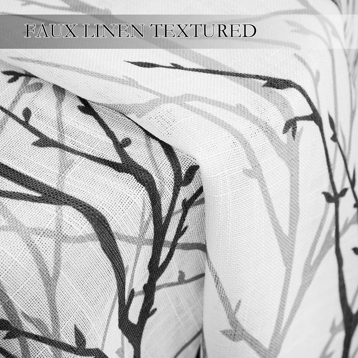 Black and Grey Branch-Print Sheer Curtains, 50 x 45 in, Set of 2 - Just Closeouts Canada Inc.