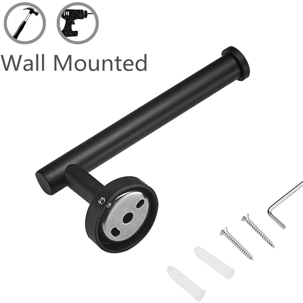 Black Bathroom Hardware, 2 Pieces Stainless Steel Bathroom Accessories Set Including Black Toilet Paper Holder and Black Towel Ring, Wall Mount - Just Closeouts Canada Inc.