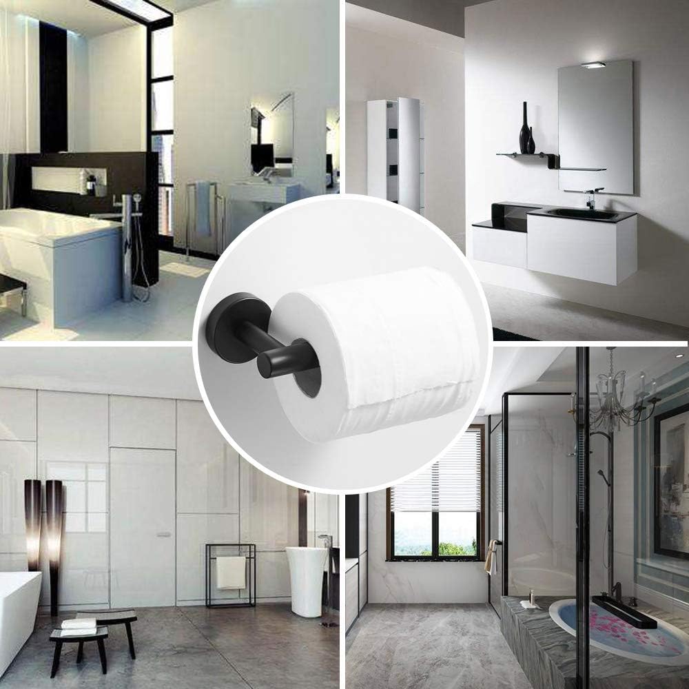 Black Bathroom Hardware, 2 Pieces Stainless Steel Bathroom Accessories Set Including Black Toilet Paper Holder and Black Towel Ring, Wall Mount - Just Closeouts Canada Inc.