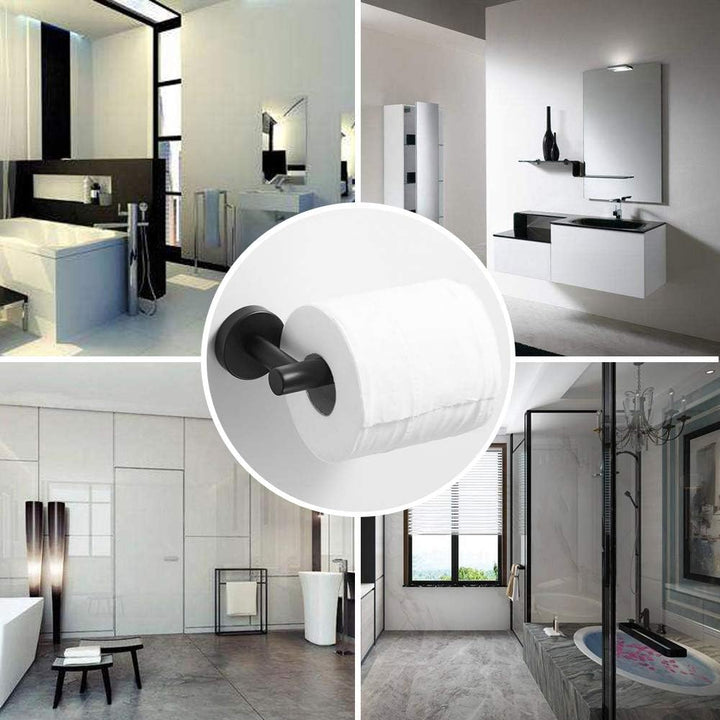 Black Bathroom Hardware, 2 Pieces Stainless Steel Bathroom Accessories Set Including Black Toilet Paper Holder and Black Towel Ring, Wall Mount - Just Closeouts Canada Inc.