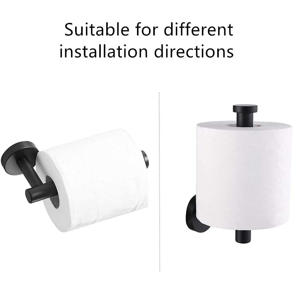 Black Bathroom Hardware, 2 Pieces Stainless Steel Bathroom Accessories Set Including Black Toilet Paper Holder and Black Towel Ring, Wall Mount - Just Closeouts Canada Inc.