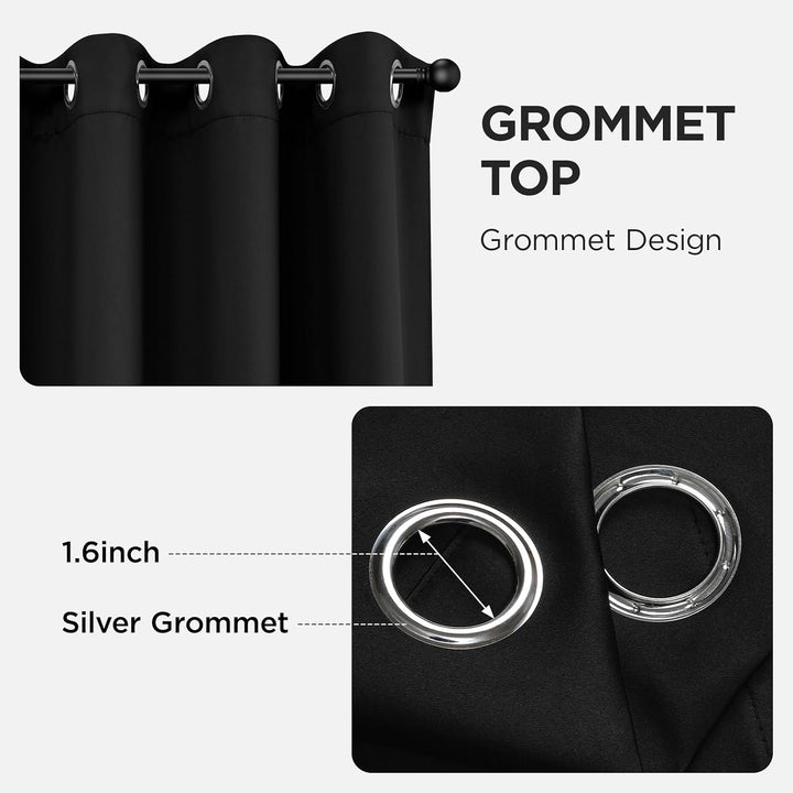 Black Blackout Grommet Curtains, 2 Panels, 52 x 72 in - Just Closeouts Canada Inc.X0040GDO63