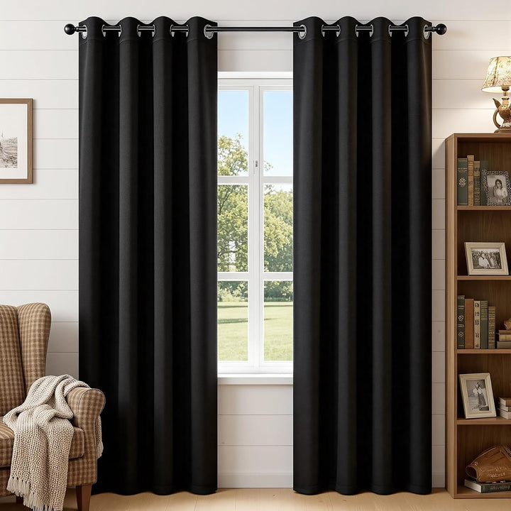 Black Blackout Grommet Curtains, 2 Panels, 52 x 84 in - Just Closeouts Canada Inc.X002V2YXUT