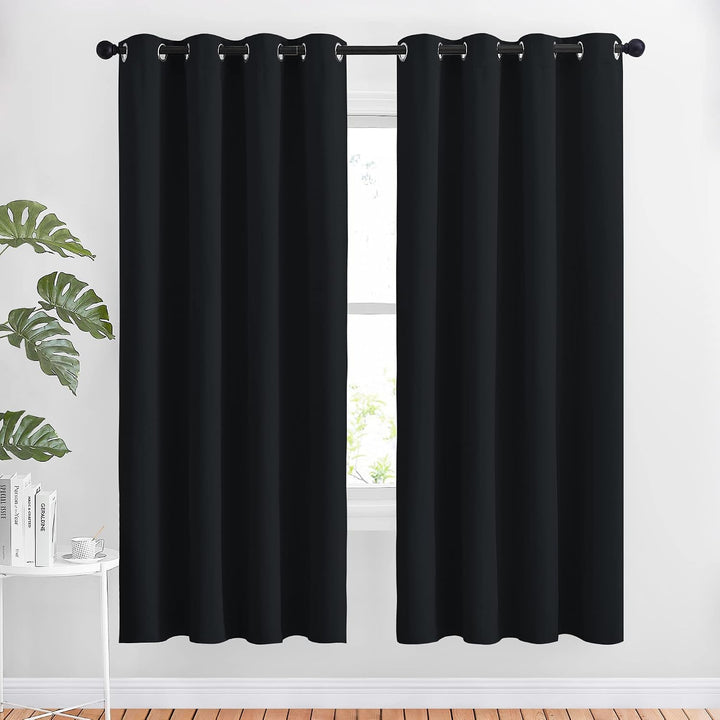 Black Blackout Grommet Curtains, 52 x 72 in, Set of 2 - Just Closeouts Canada Inc.