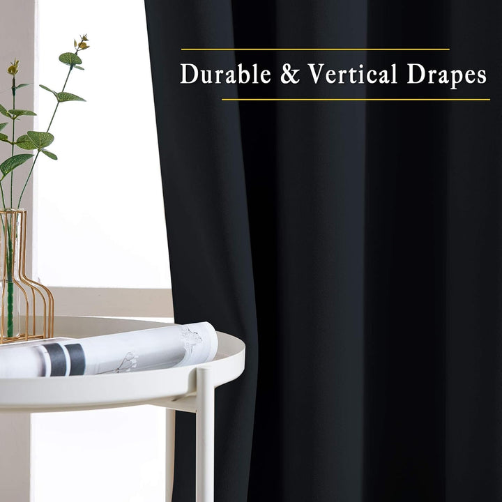 Black Blackout Grommet Curtains, 52 x 72 in, Set of 2 - Just Closeouts Canada Inc.