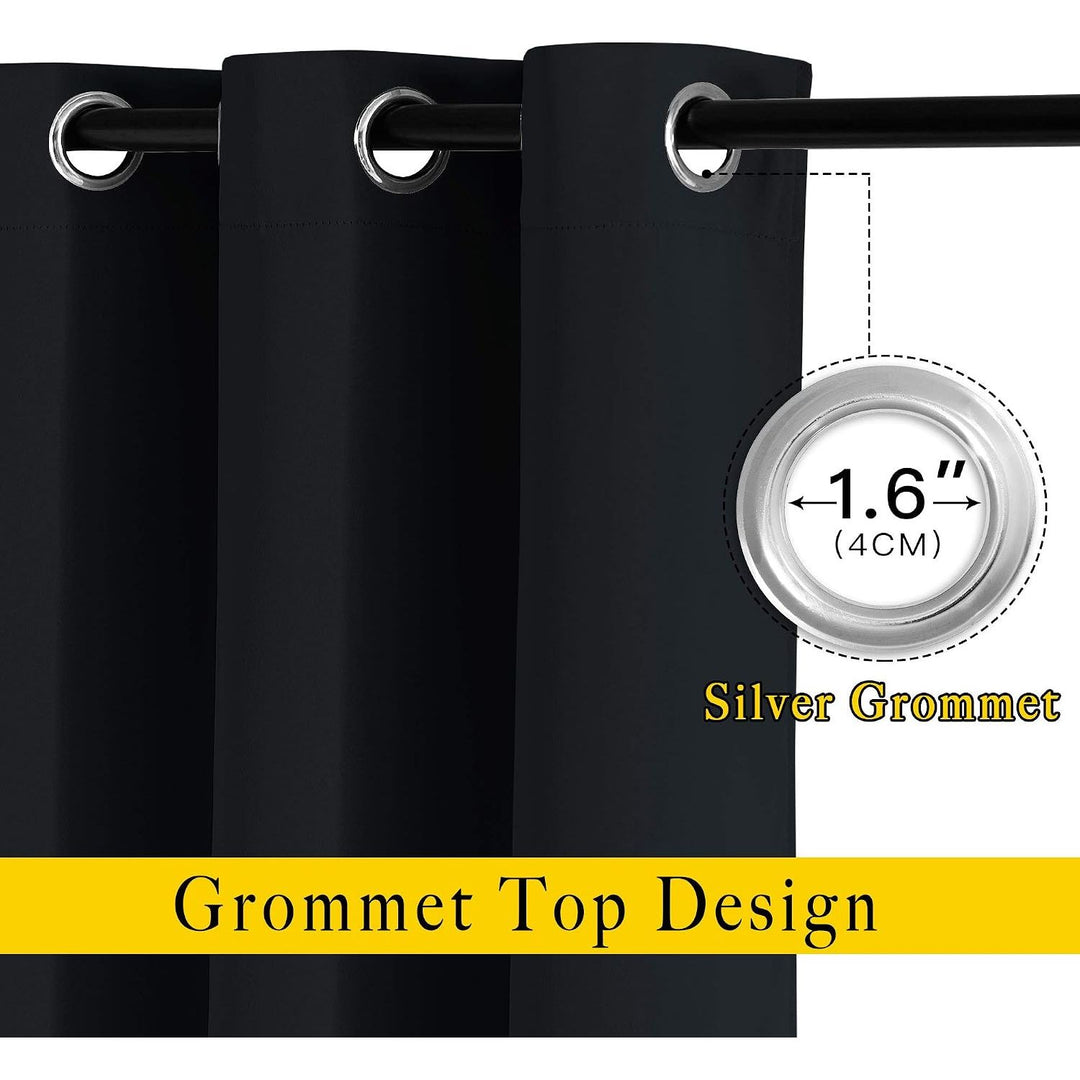 Black Blackout Grommet Curtains, 52 x 72 in, Set of 2 - Just Closeouts Canada Inc.