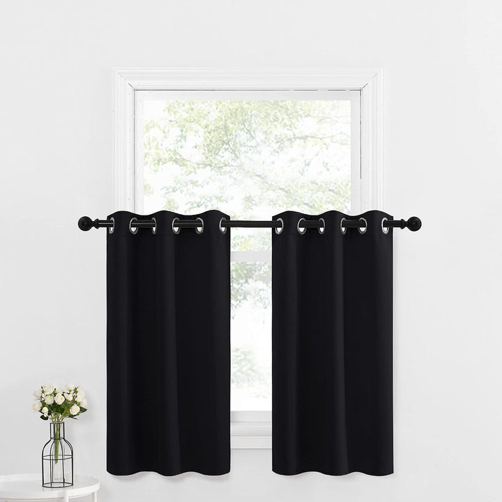 Black Blackout Kitchen Tier Curtains, 29 x 36 in, Set of 2 - Just Closeouts Canada Inc.