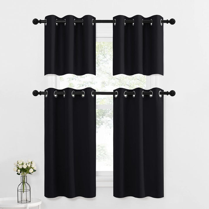 Black Blackout Kitchen Tier Curtains, 29 x 36 in, Set of 2 - Just Closeouts Canada Inc.