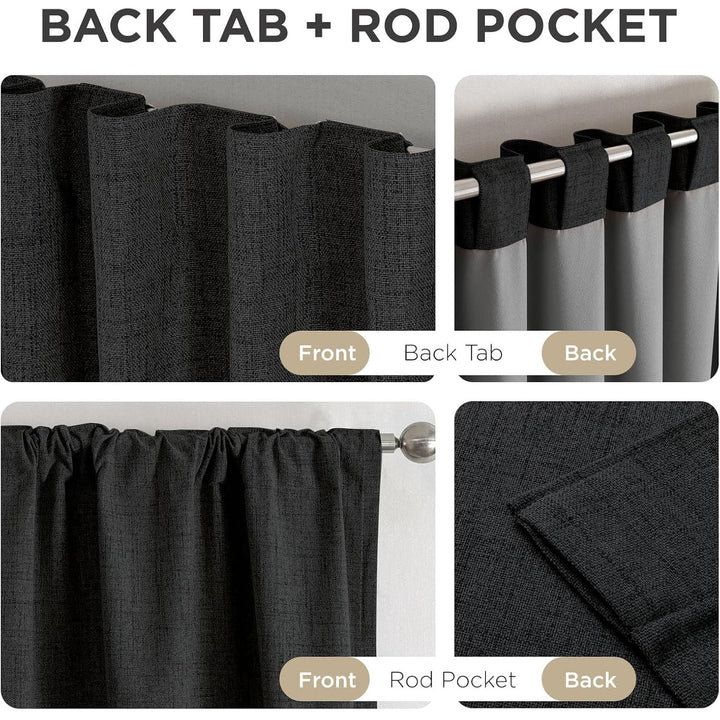 Black Blackout Rod Pocket & Back Tab Curtains, 2 Panels, 52 x 63 in - Just Closeouts Canada Inc.X003VVJYQR
