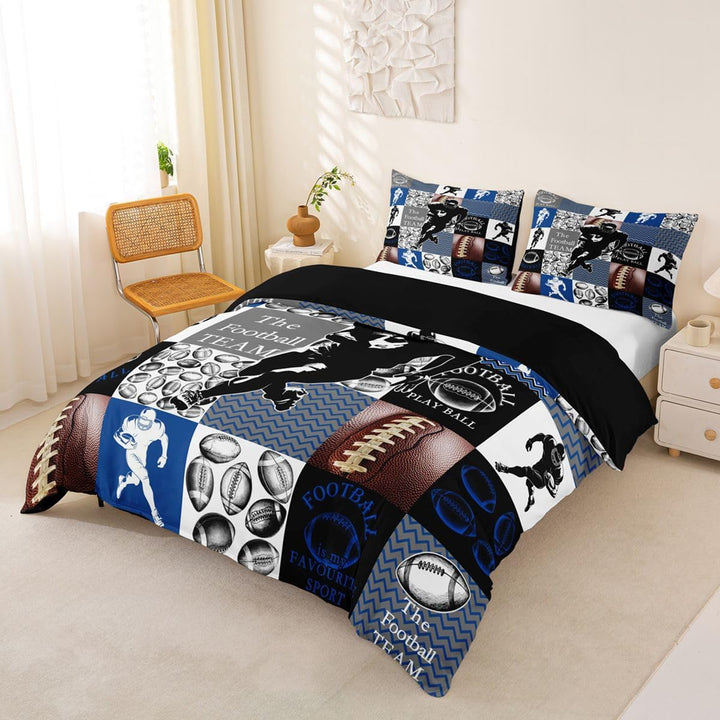 Black & Blue Football Duvet Cover Set, Full, 3-Piece - Just Closeouts Canada Inc.X004YEEHZN