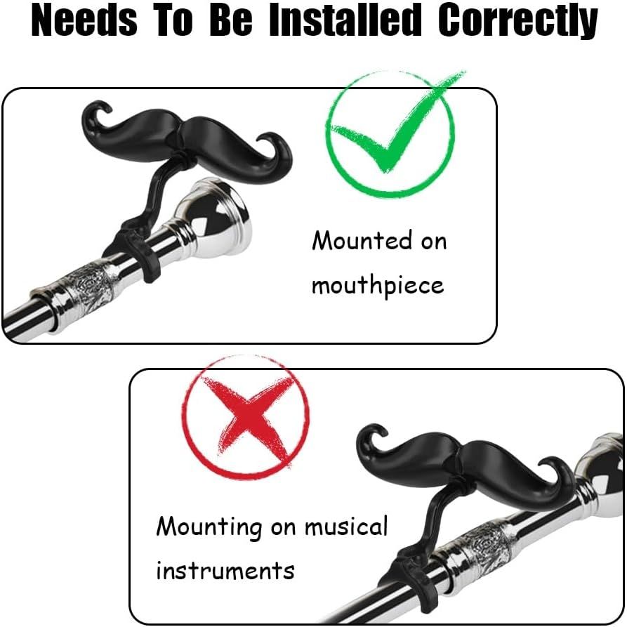 Black clip-on moustache for trumpet or trombone mouthpiece, source view 3
