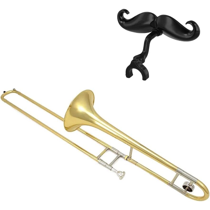 Black clip-on moustache for trumpet or trombone mouthpiece, source view 6