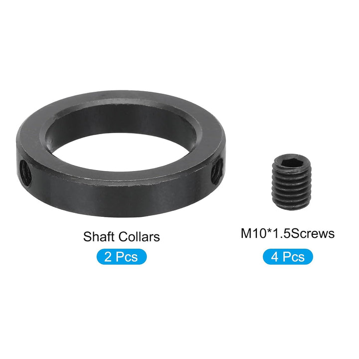 Black Carbon Steel Set-Screw Shaft Collars, 2-Inch Bore, 2-Pack - Just Closeouts Canada Inc.