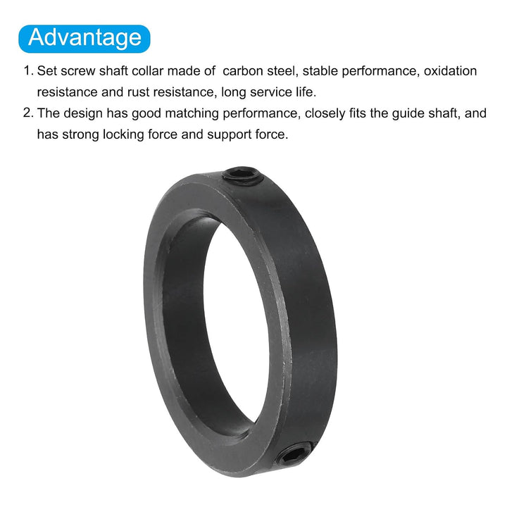 Black Carbon Steel Set-Screw Shaft Collars, 2-Inch Bore, 2-Pack - Just Closeouts Canada Inc.