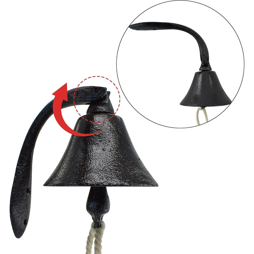 Black Cast-Iron Wall-Mounted Dinner Bell with Pull Rope - Just Closeouts Canada Inc.X0041IE96T